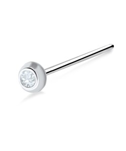 Large Stone Set Silver Straight Nose Stud NSKA-90